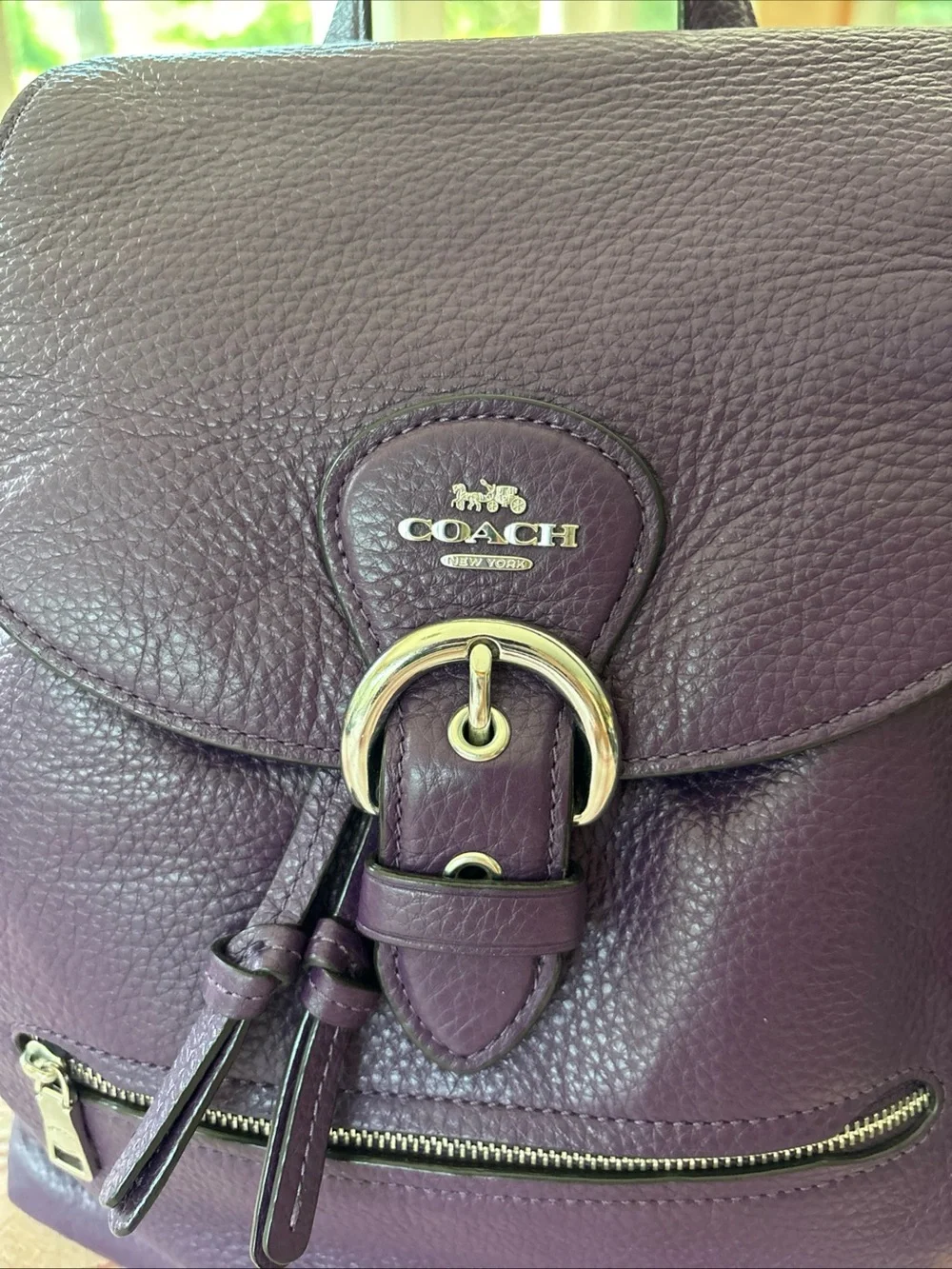 COACH Kleo Backpack Purple Leather Vintage Bag with Silver Buckle